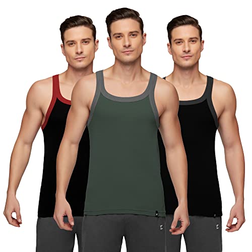 Image of XYXX Men's Pace 100% Super Combed Cotton Regular Fit Square Neck Knitted Vest (Pack of 3)