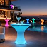 CECER 18" LED Cocktail Table with 16 RGB Multi-Colored Lights for Bar/Party