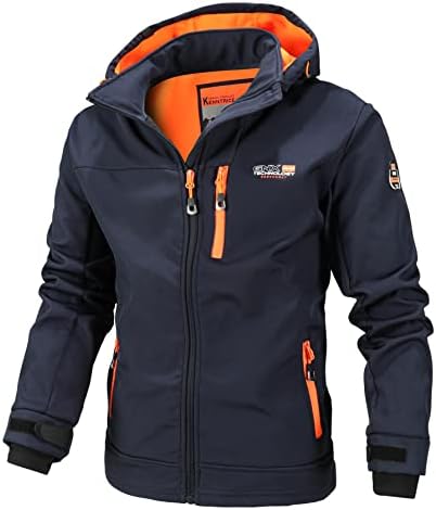 UIUO-UIPEU Men's Zip Up Softshell Jackets Fleece Lining Waterproof Hooded Jacket Windbreaker Men Mul-Pockets 3X-Large