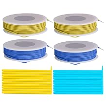 22 Gauge Solid Wire 300V PVC Electrical Wire 22AWG Insulation Tinned Coated Copper Wire Yellow/Blue Wire Assortment 5m/16.4ft Each Color for Electronics DIY Automotive Wiring