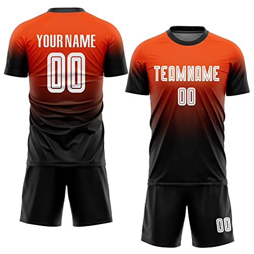 Custom Soccer Jerseys for Men Women Youth Kids, Orange White Personalized Soccer Jersey Printed Name Number Logo Mens Clothing