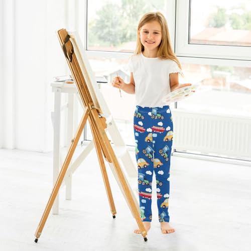 ALAZA Girls' Leggings Children's Yoga Pants Skinny Printed Dance Cute Truck Cartoon Comfortable 4T4