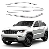 AUTOCLOVER Tape-On Rain Guards Window Visors 6 Pcs Set for Jeep Grand Cherokee 2014 2015 2016 2017 2018 2019 2020 2021 / Window Deflectors, Out-Channel Vent Shades (Chrome)