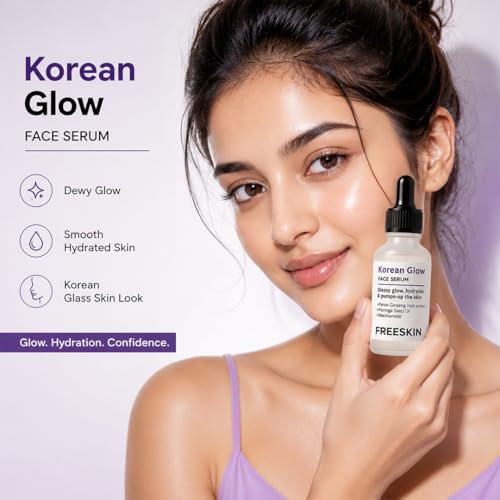 Image of Freeskin Korean Glow Face Serum with Panax Ginseng Root Extract, Moringa Seed Oil & Niacinamide | Glass Skin Effect, Deep Hydration & Skin Plumping | For All Skin Types - 30ml