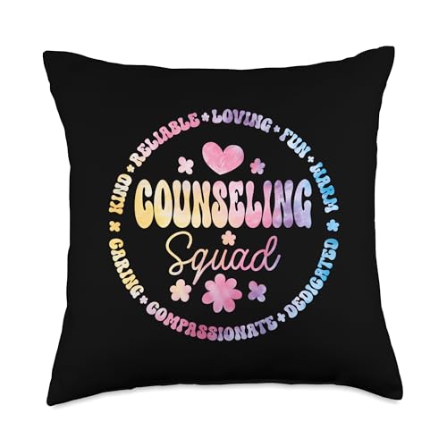 Groovy Counseling Squad Office Appreciation Back to School Throw Pillow