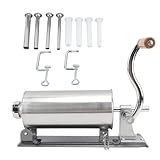 loyfreeyoソーセージメーカー ステンレス製 充填器 ソーセージメーカー 4つのノズル付く キッチン用 自家製ソーセージ 実用的なソーセージスタッフィング 手軽にソーセージを詰める 挽肉 スタッファー 手動ソーセージメーカー ソーセージ詰め物ツール 手作り 道具 (44.5*17.8cm,シルバー)