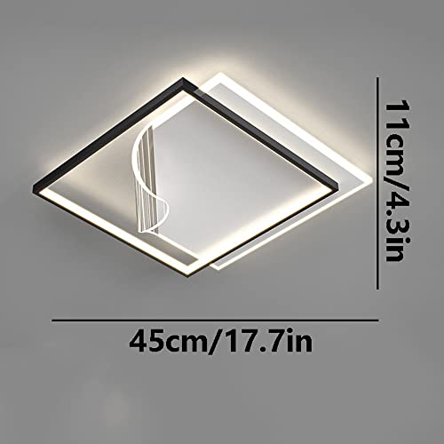 Plafonnier LED dimmable carré 57W noir pour éclairage de salon - 8