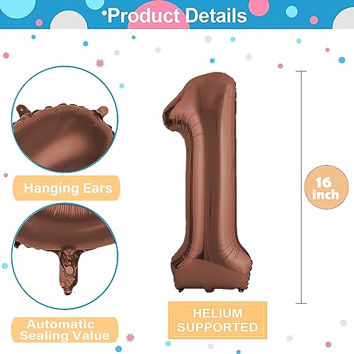 Image of Number Balloons 16 Inch Mylar Foil Number 0-9 Balloons Set for Party Decoration Custom Digital Balloons 10 Pieces Party Supplies (coffee)