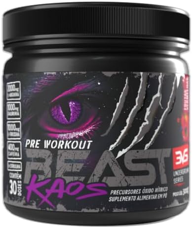Pré-Treino Beast Kaos 3VS Nutrition 300gr Sabor Frutas Vermelhas