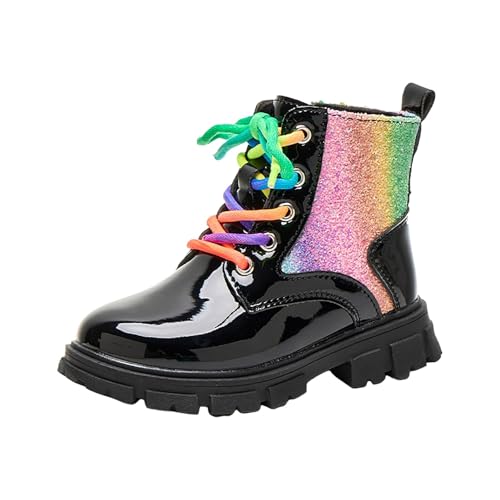 Girls Ankle Boots Kids Toddler Fashion Colorful Side Zipper Design Boots Outdoor Lace Up Boots Casual Shoes Booties