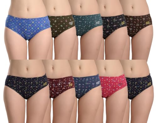 Image of Panty Set for Women | Printed Mid Waist Cotton Panties for Women Combo | Hipster Briefs | Soft Breathable Innerwear for Women | Ladies Innerwear