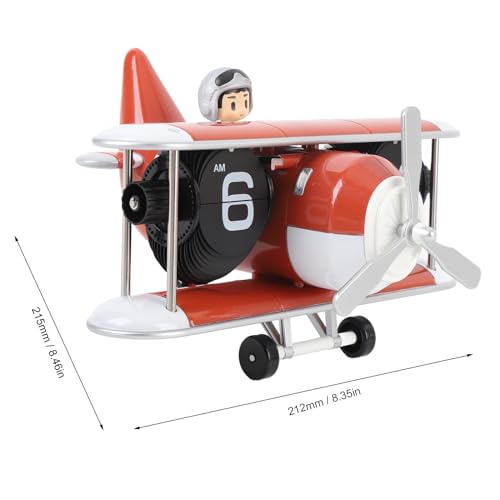 Reloj de escritorio de avión naranja rojo con diseño premium 3