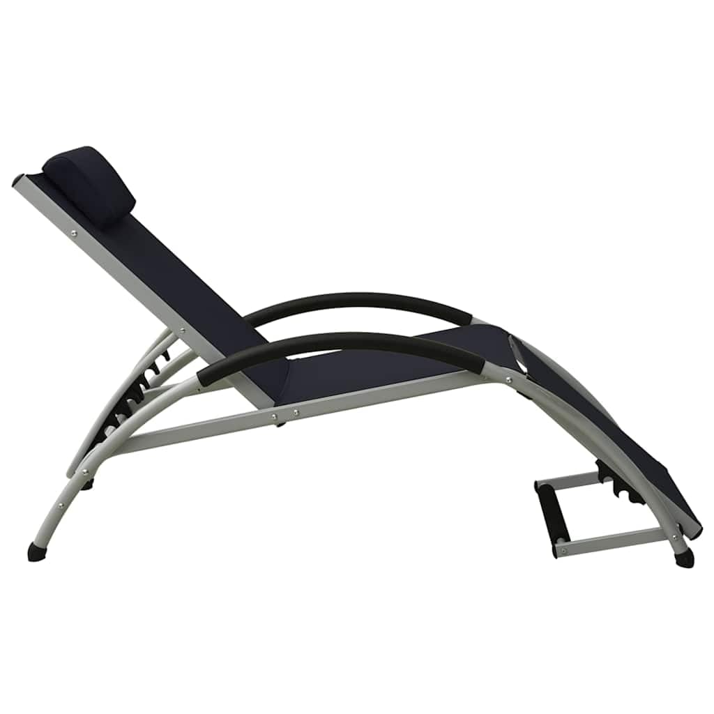Leżak ogrodowy z poduszką, czarny, tekstylen, regulowany, na taras, balkon, leżak składany, do aktywności na świeżym powietrzu, wellness, kemping, urlop, wodoodporny, trwały