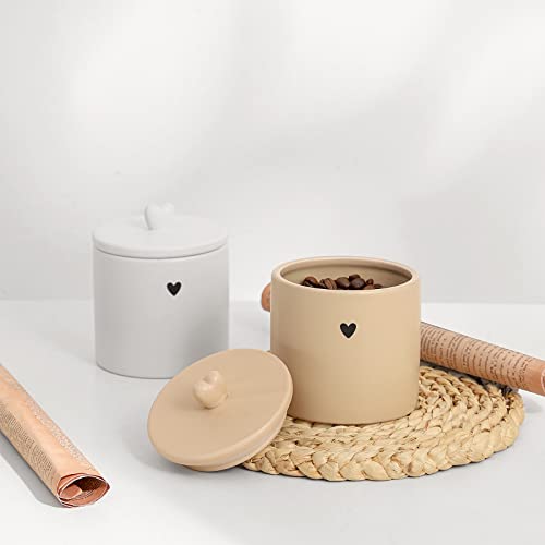 Heagoale 2 Pack Qtip Holder Dispenser Ceramic Apothecary Jars With Lids Set Cute Bathroom Decor Storage Containers For Cotton Ball, Cotton Swab, Cotton Pad, Floss, Cream #TOP6