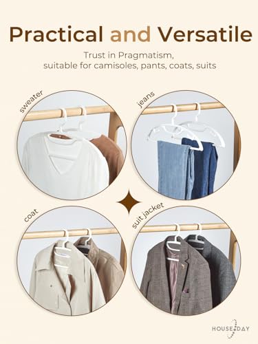House Day White Plastic Clothes Hangers, Heavy Duty Coat Hangers 12 Pack, Premium Thick Wide Shoulder Suit Hanger With Non-Slip Hook, Space Saving Hangers For Shirts, Sweaters thumb #3