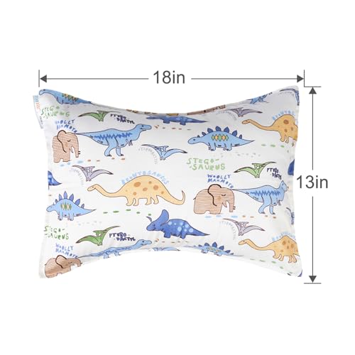Image of ALVABABY Toddler Pillowcases 2 Pack Organic Cotton Fit 13 inchx 18 inch or 12 inchx16 inch Kids Pillow Cover Envelope for Girl Boy Travel 2TPW16-DA
