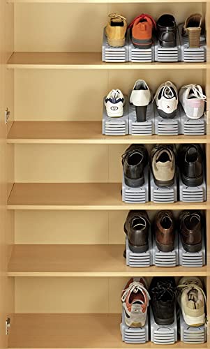 Range-chaussures double couche gris réglable pour placard encombré et petit espace - 3