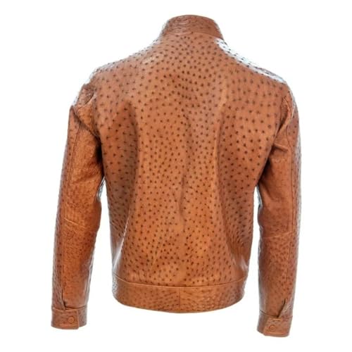 Men's Vintage Motorcycle Biker Ostrich Genuine Leather Jacket Bomber Western Wear2