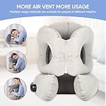 Travel Inflatable Pillow Multi-Functional 3-in-1 Head, Neck, and Lumbar Support Pillow for Airplanes, Trains, Cars & Office Naps, with Zipper for Form Switching (Gray) - Image 3