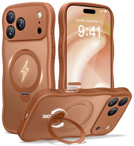 CAPRARO for iPhone 17 Pro Case with Magnetic Stand, Cosmic Orange