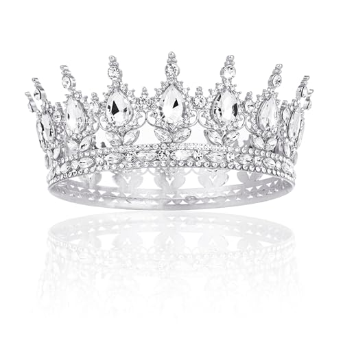 Image of Fesciory Birthday Crown for Women, Gold Plated Crystal Tiara with Sash | Sparkling Princess Queen Tiara, Adult Fit, Birthday, Wedding, Prom, Coming of Age Gifts & Halloween Costume Accessories