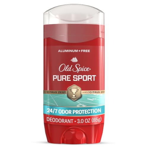 Old Spice Aluminum Free Deodorant for Men, 24/7 Odor Protection, 24/7 Freshness &amp; Lasting Scent, Pure Sport with Citrus Zest Scent, 3 oz
