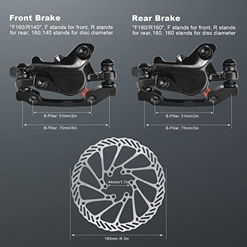 Bicycle Hydraulic Disc Brake Set, Bicycle Disc Brake Set Front and Rear, Bicycle Disc Brake Kit, with 160 mm Disc Brake Discs for Mountain Bike, Road Bike, Riding, Bicycle