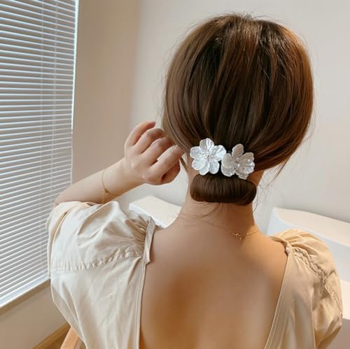 Flores brilhantes para fazer coque de cabelo, rosquinha mágica, torção francesa, acessórios para coq