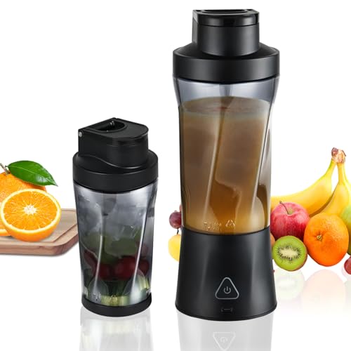 Smoothie Maker,BPA Frei,Zerkleinert Eis,Obst,Mini Standmixer,6000 mAh,USB-C Ladegerät,Portable Mixer for Milkshake für Büro,Babynahrung,Reisen,Küche(Schwarz)