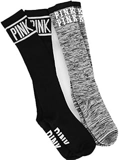 Victoria Secret Pink Knee High Socks Set Of Two Dark Grey Jet Black
