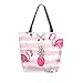 Produktbild Mnsruu Handtasche aus Segeltuch, für Damen, mit Griff, Einkaufstasche, Crossbody-Tasche, tropische Flamingo, Ananas, Schmetterling, rosa gestreift, lässig, Strand, Multifunktionstasche für Damen