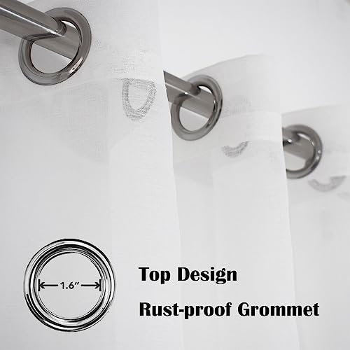 Heavyoff Outdoor Curtain for Patio, Blue Linen Look Semi-Sheer Curtains Waterproof Light Filtering Voile Outside Grommet Drapes for Pergola Balcony Pool Indoor 2 Panels, W100 x L84