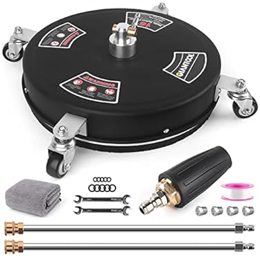 AMAZON - 16’’ Pressure Washer Surface Cleaner, 4000PSI Surface Cleaner for Pressure Washer with 4 Wheels Power Washer Surface Cleaner 1/4’’ Quick Connector for Cleaning Driveway Sidewalk Patio