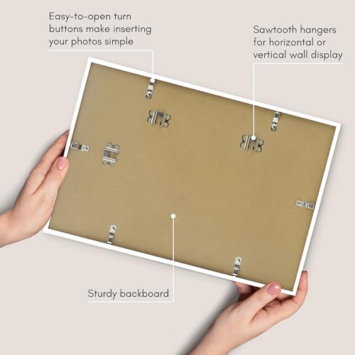 Americanflat 18x12 Picture Frame with Polished Plexiglass - Streamline Collection - Thin Border Picture Frame for Wall Display - Hanging Hardware Included - White