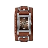 Guess Orologio analogico da uomo al quarzo con cinturino in pelle W1165G1, Marrone argento