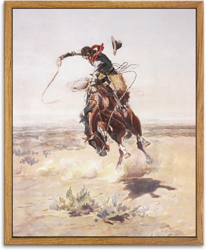 KBKBART Western Cowboy Framed Wall Art, Vintage Farmhouse Canvas Wall Decor