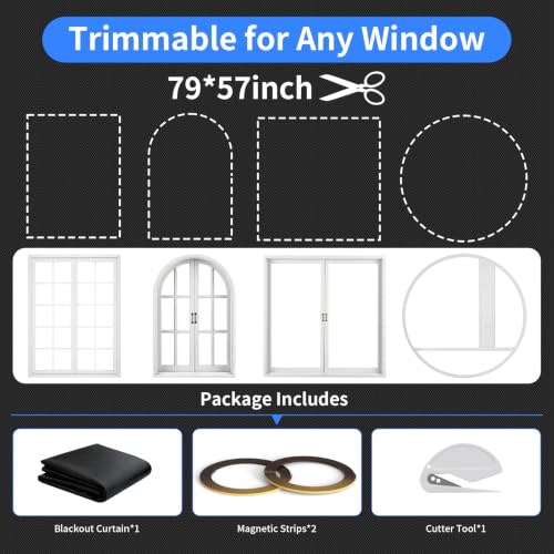 BKSAI Black Out Curtains Full-Frame Magnetic Blackout Shades No Drill Window Cover Blinds 100% Light Blocker Portable Removable for Bedroom RV Nursery Media Room Cortinas Blackout para Dormitorio by BKSAI - Image 7