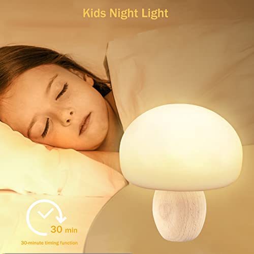 Night Light For Kids, Multi-Color Mushroom Silicone Lamp With Tap Control And Timer, Rechargeable Led Beside Night Light, Dimmable Cute Nursery Night Light Gift For Boys Girls Baby Toddlers Teen #TOP1