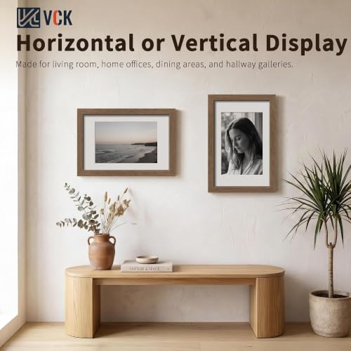 Image of VCK 11x17 Picture Frame 5 Pack, Walnut Exclusive Wood, HD Glass, for Photo