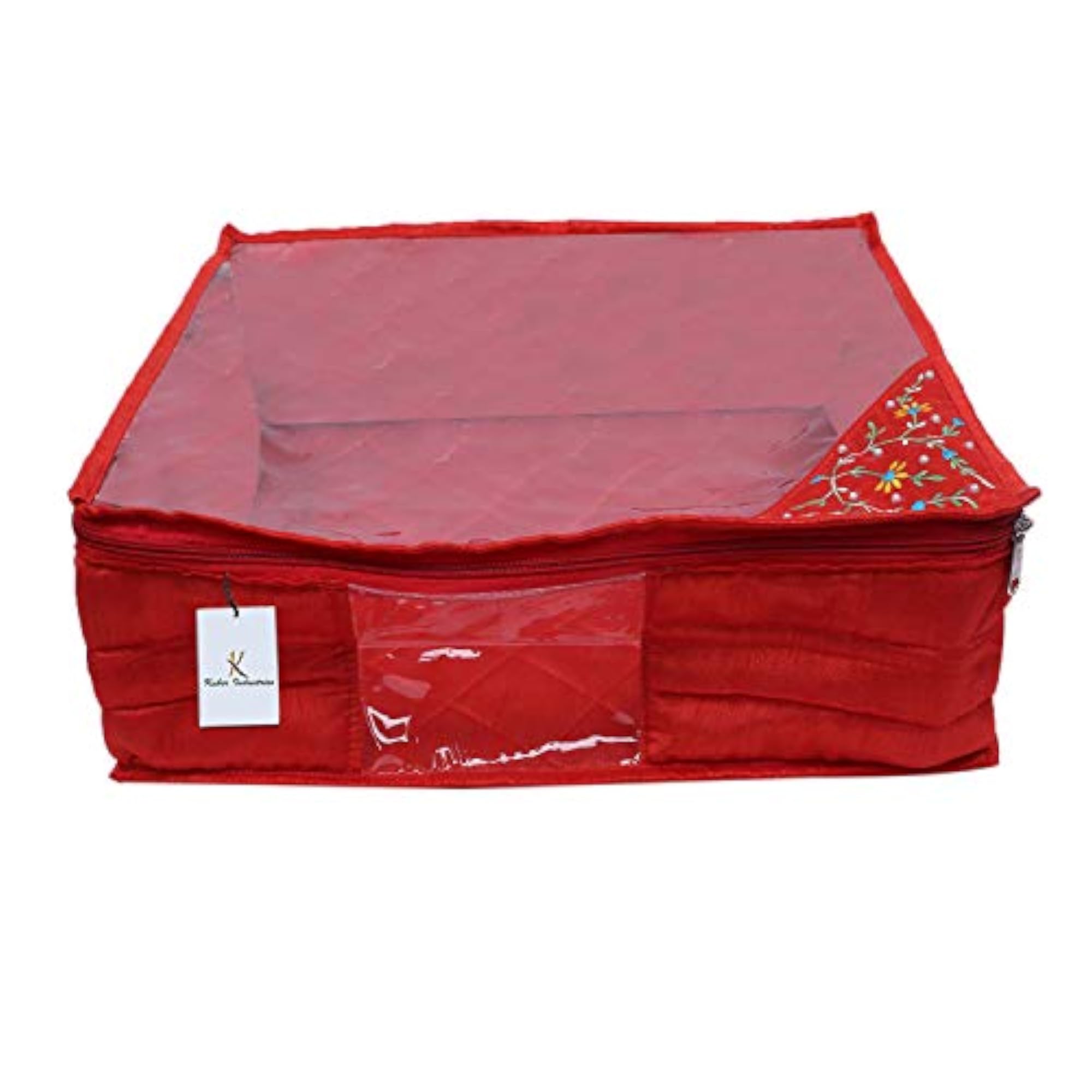 3 Layered Quilted Silk Saree Cover (Red)