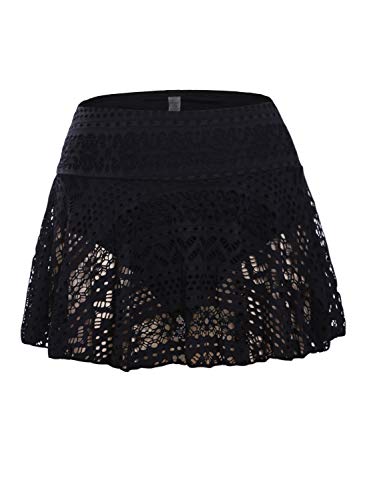 Lopie Women Lace Crochet Swim Skirt Bikini Bottom Swimsuit Board Shorts Skort Swimdress3