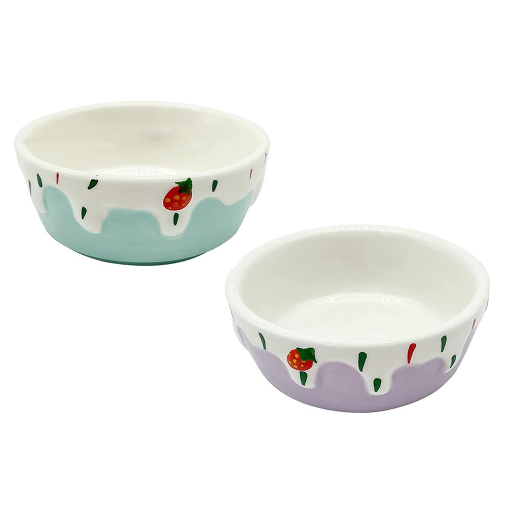Angoily 2PCS Hamster Feeding Bowls, Ceramic Animal Dishes, Hamster Water Bowls Small Animal Food Dishes for Bunny Guinea Pig Hedgehog