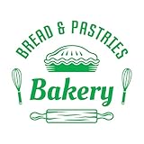 Wandbild und Wandaufkleber aus Vinyl, Bäckerei, Vintage-Logo, Brot- und Gebäckladen, 54x64,8cm mehrere Größenoptionen, Groß, Grün