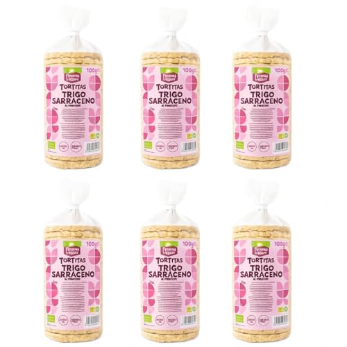 Pack 6x Tortitas de Trigo Sarraceno con Sal Bio 100g | Sin Gluten | Ecológicas y Crujientes | Snack Saludable y Ligero