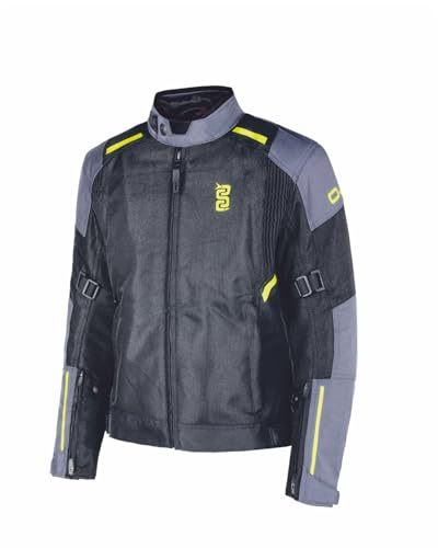 OJ Giacca Moto Stream 2 in Tessuto Traforato, Protezioni Certificate, Membrana Antiacqua Amovibile (IT, Testo, XL, Regular, Regular, Grigio)