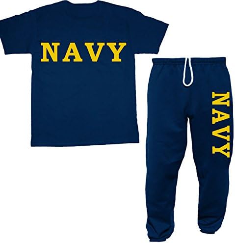 Decked Out DudsYellow US Navy Tee & Sweats Navy Blue XL, Navy Blue, XL