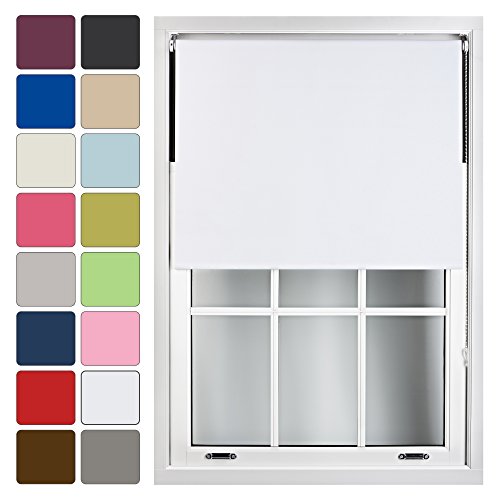 FURNISHED Roller Blinds Window Blackout Blind Made to Measure - Black Out Thermal Fabric Durable Fittings - Roller Blind, White, Up to 60cm