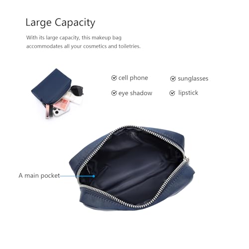 Waterproof Makeup Bag Large Capacity Women's Classic Black Wash Bag Adjustable Partition Wash Bag Brush and Cosmetic Carrying Bag… (Navy Blue)4