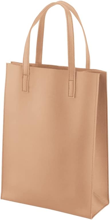 【レ ニュー・合皮縦型A4トート】 男女兼用 合皮 縦型 A4トート 買い物 トートバッグ ショッピング ビジネス スタイリッシュ シンプル 無地 通勤 通学 プレゼント (ベージュ)