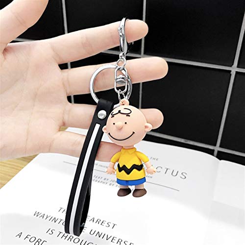 Preisvergleich Produktbild aolongwl Schlüsselbund Charlie Brown Charakterpuppen Schlüsselanhänger Cartoon Anime Schlüsselanhänger for Männer und Frauen Taschen Silikon-Auto-Anhänger Key (Color : Charlie Black)